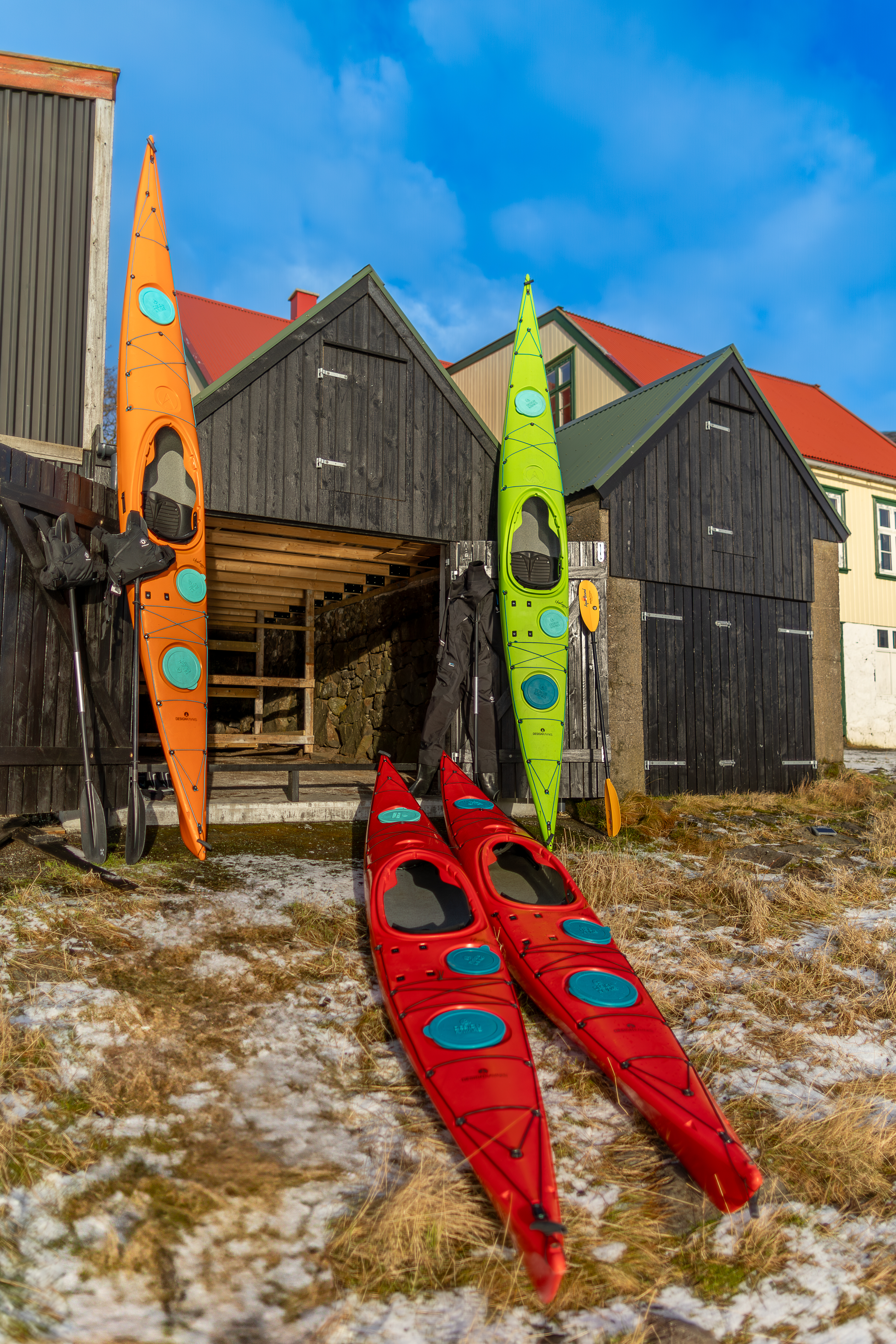 Colorful kayaks